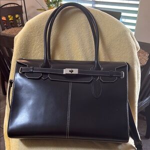 Wilsons Leather Black Tote padded Laptop Bag
